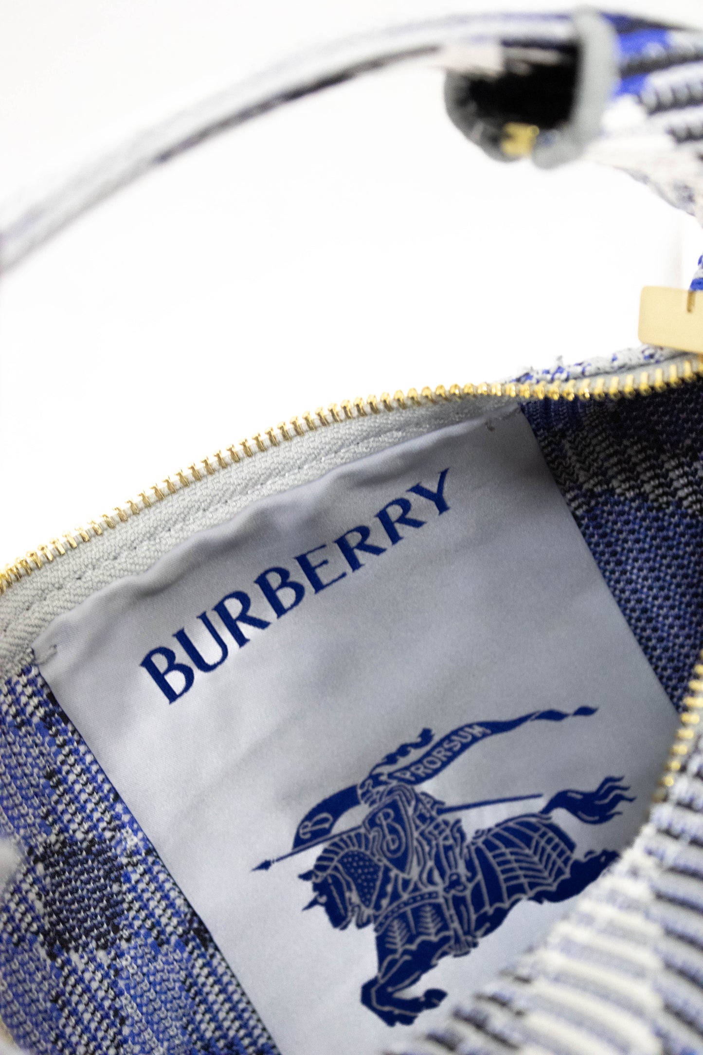 BURBERRY Borsa Tote Peg Mini a Quadri celeste
