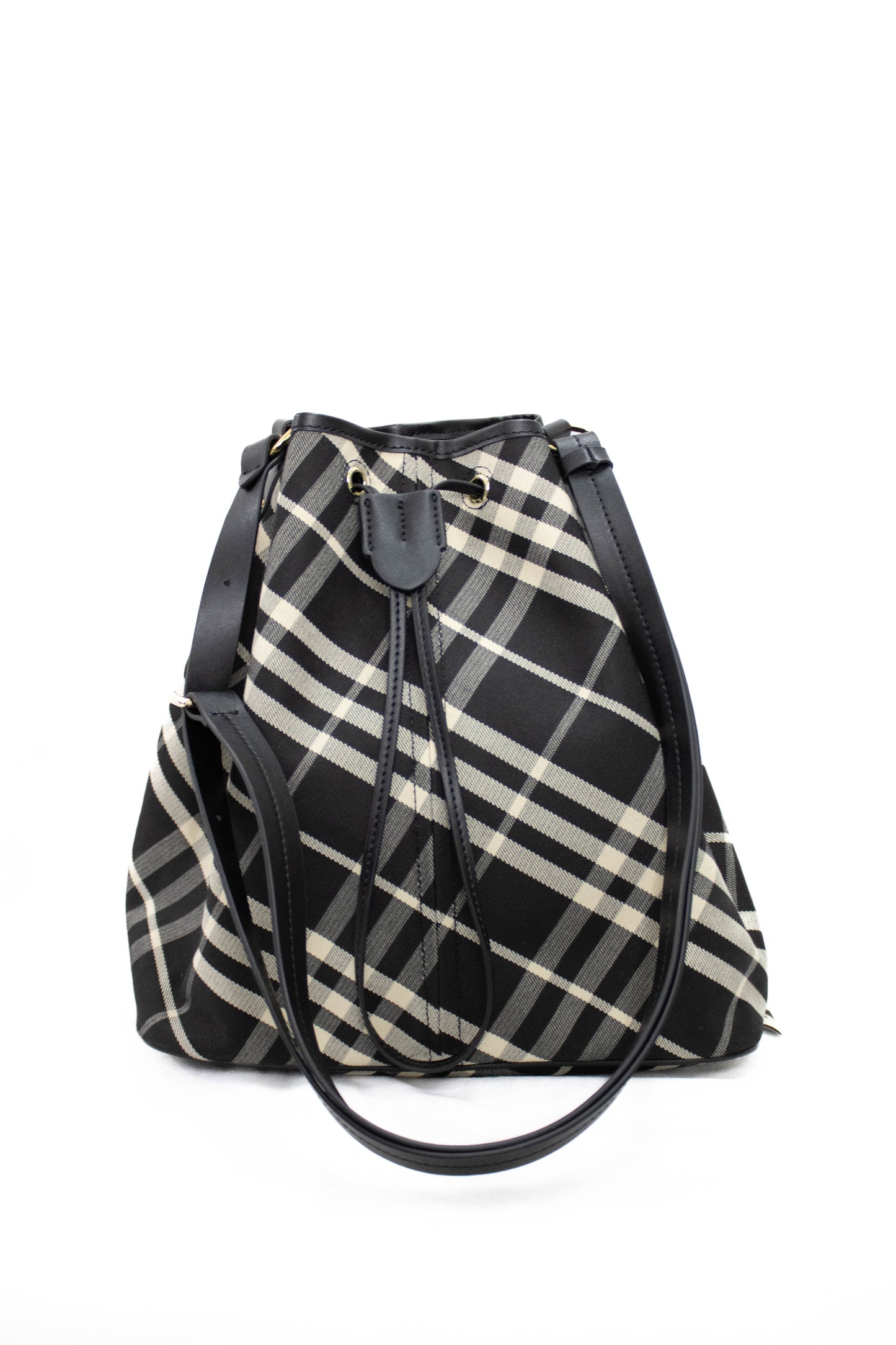 BURBERRY Borsa a secchiello media Check nera