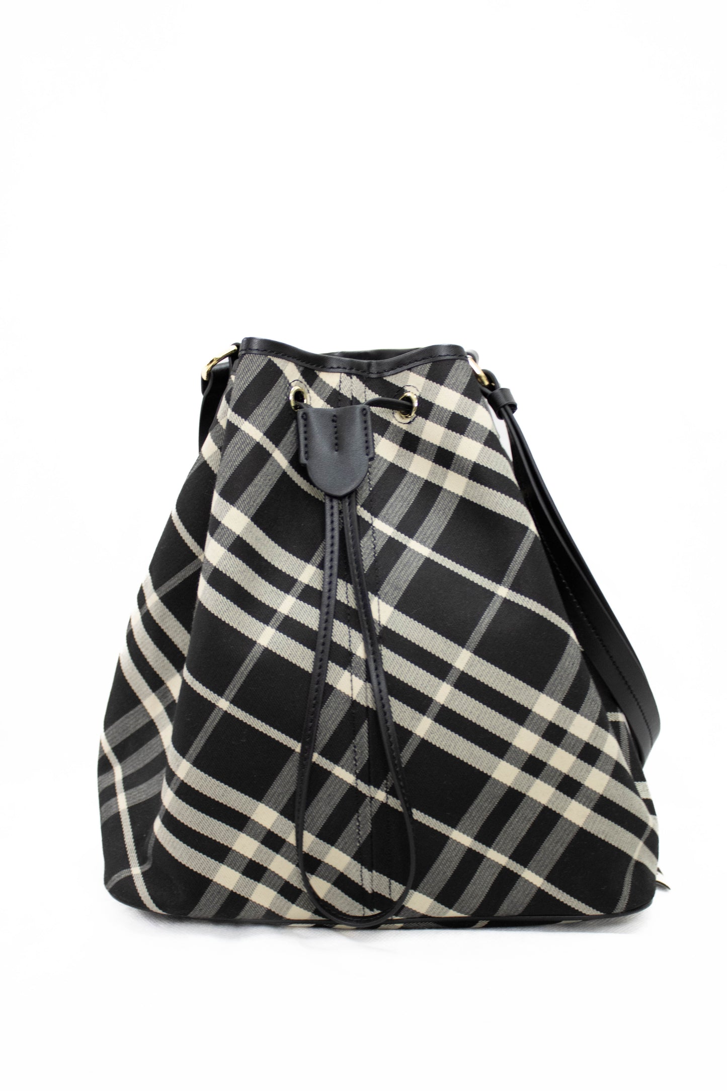 BURBERRY Borsa a secchiello media Check nera