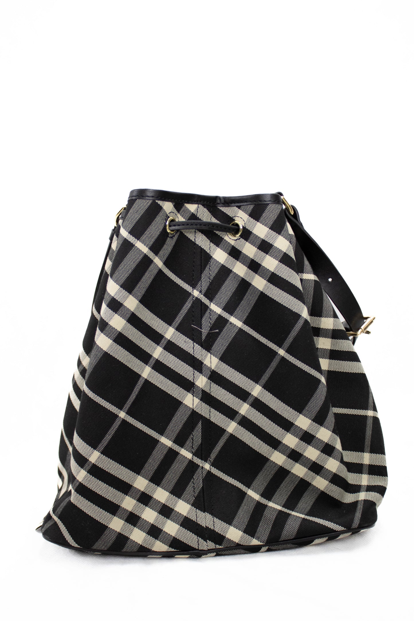 BURBERRY Borsa a secchiello media Check nera