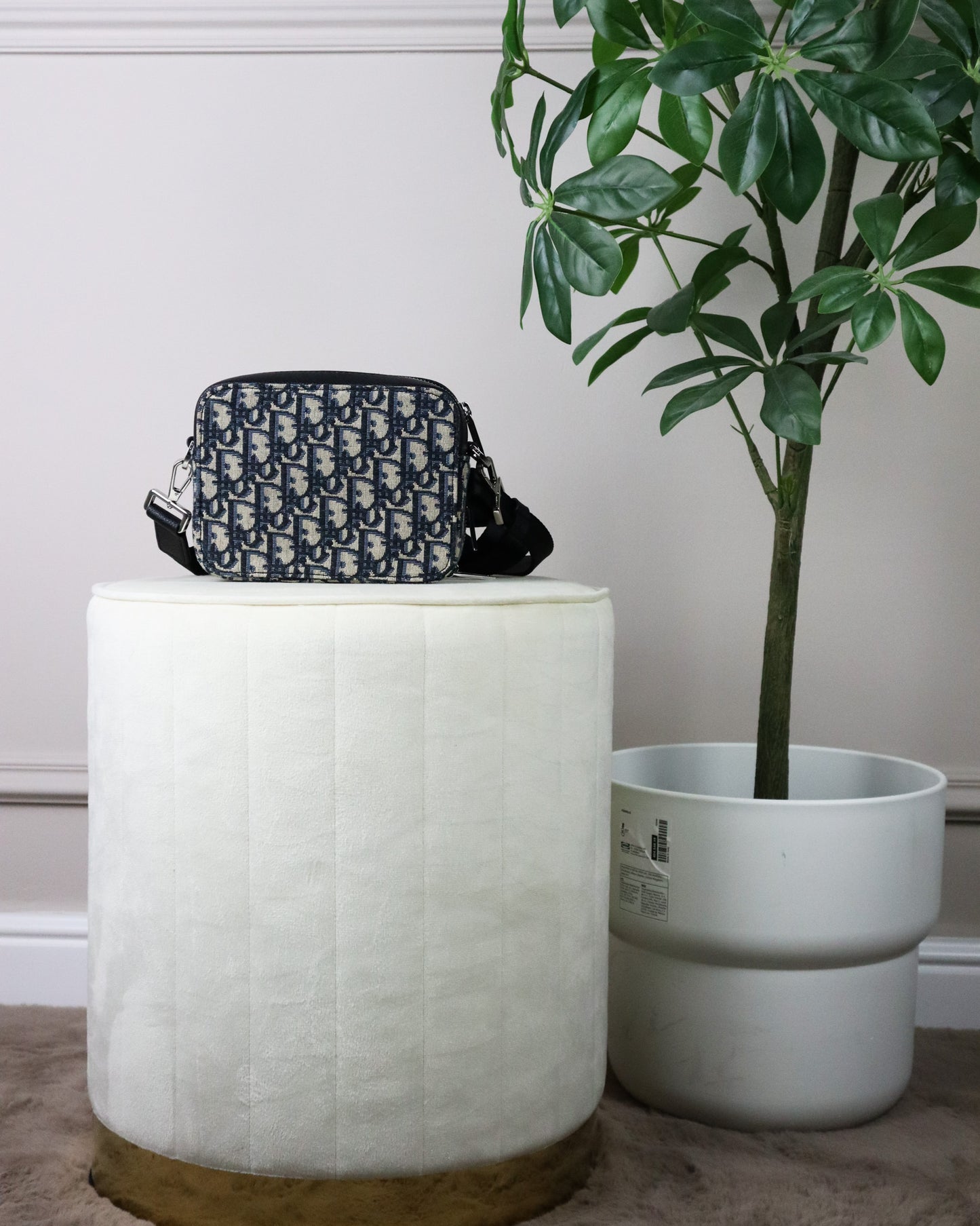 DIOR Borsa a tracolla Safari Jacquard Dior Oblique beige e blu