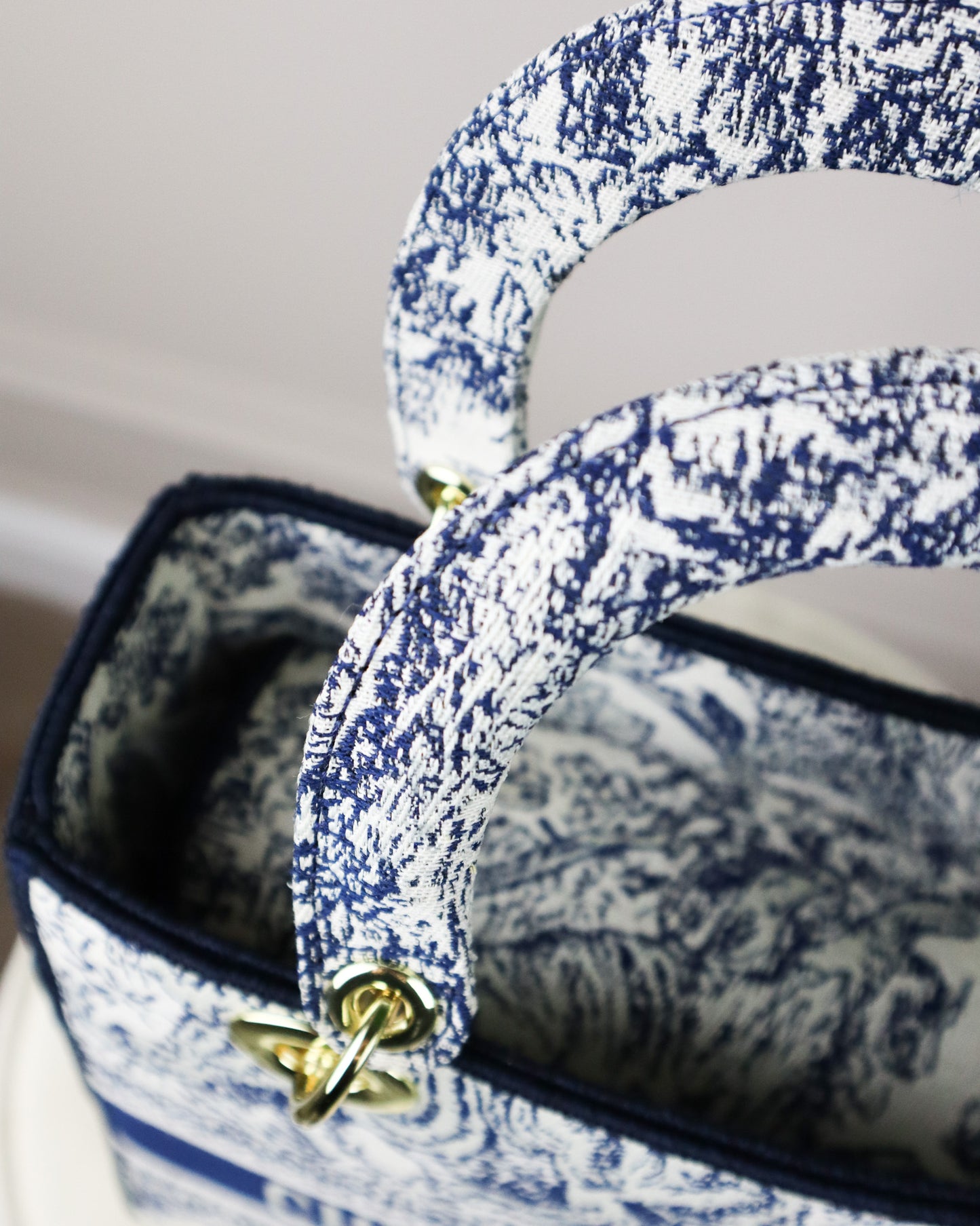 DIOR Borsa media Lady D-Lite Ricamo Plan de Paris blu
