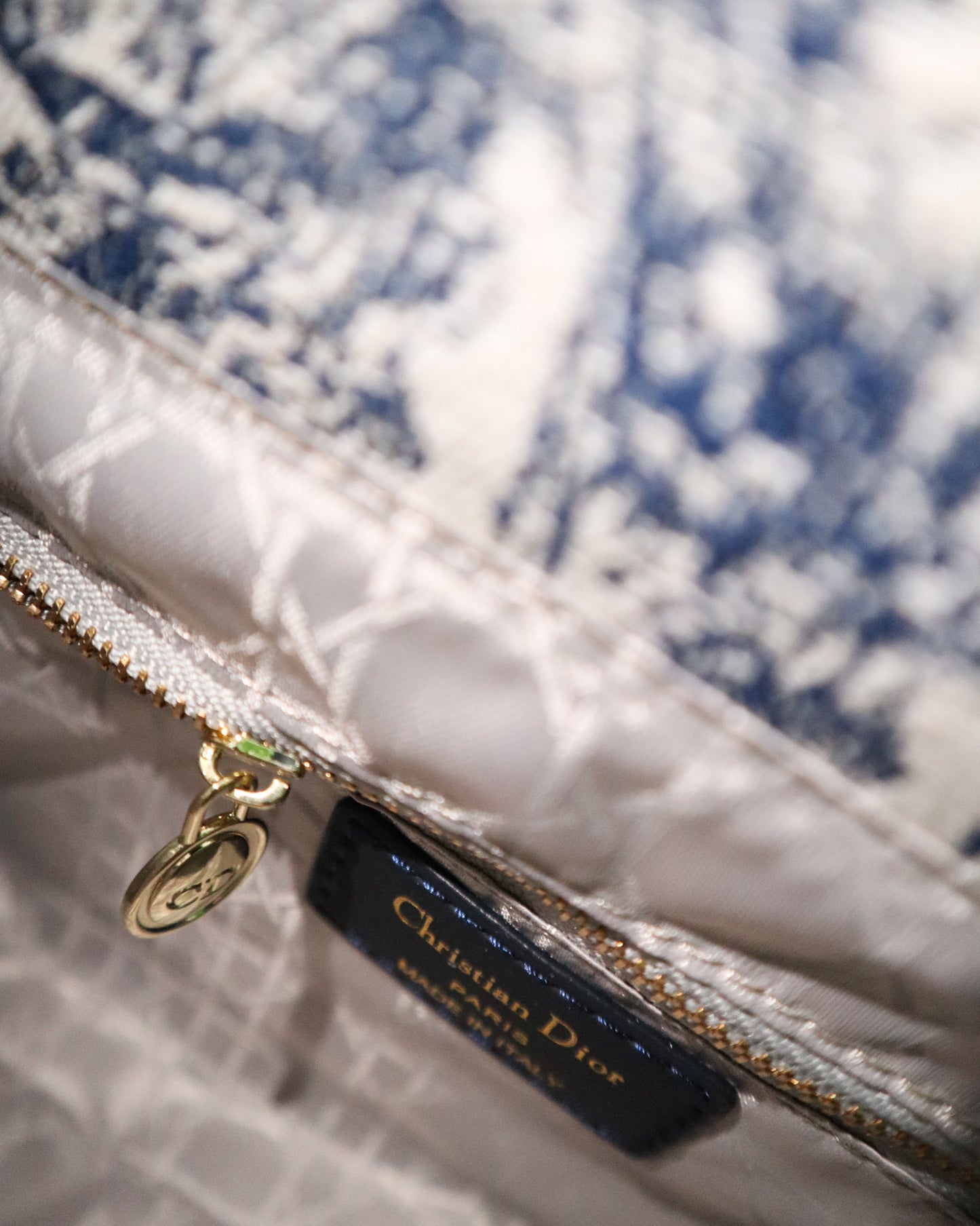 DIOR Borsa media Lady D-Lite Ricamo Plan de Paris blu