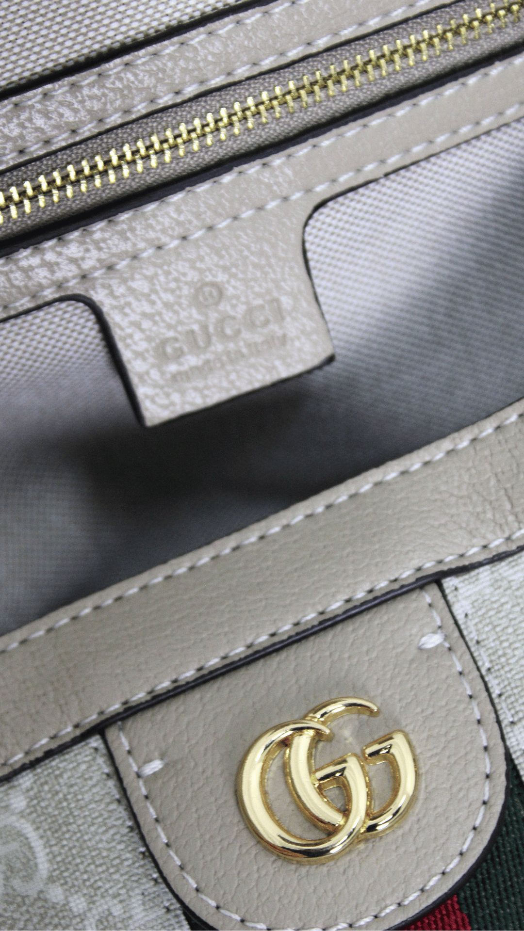 GUCCI Borsa shopping Ophidia GG beige e bianca