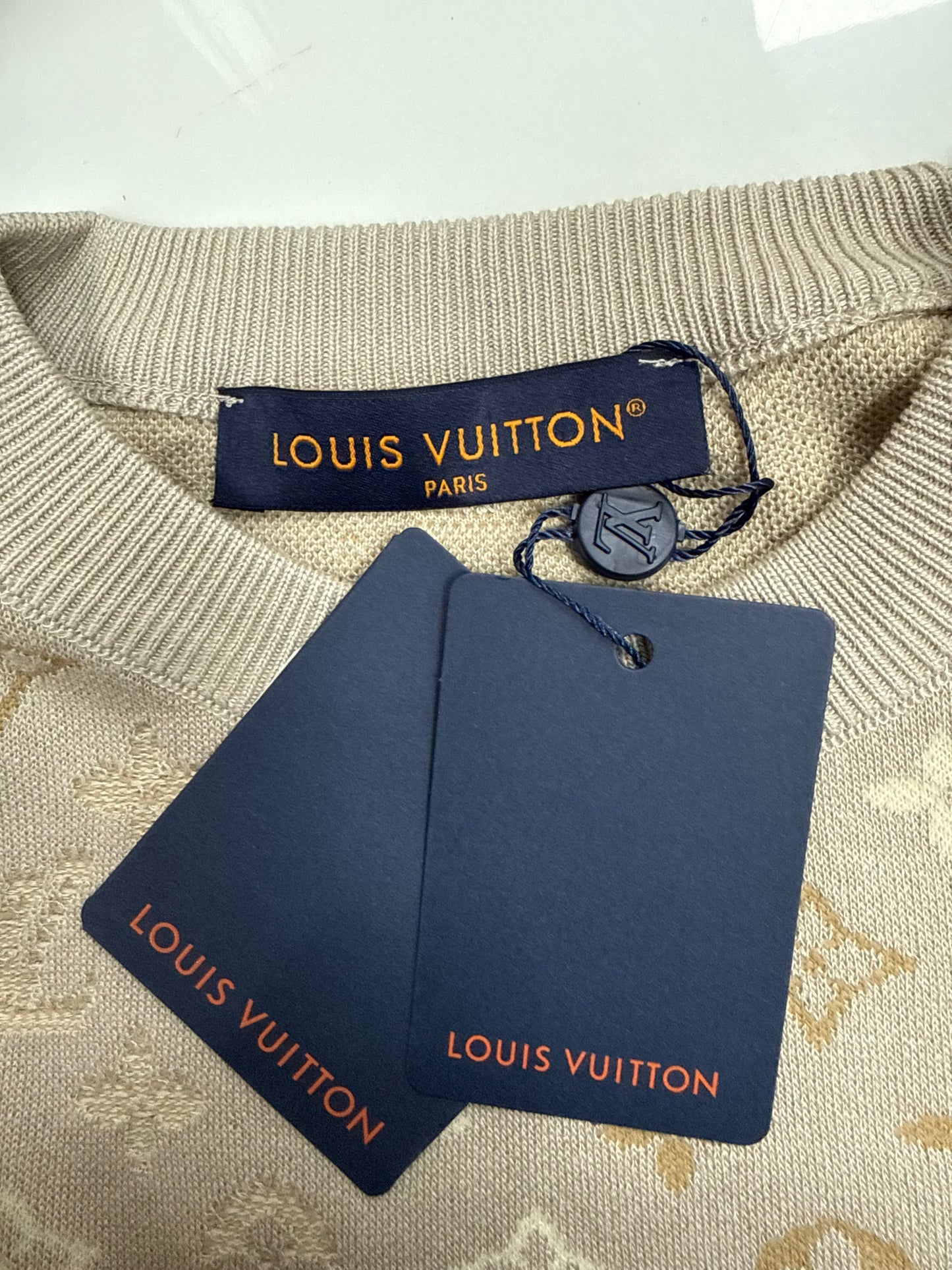 LOUIS VUITTON T-Shirt Jacquard Monogram Tee beige