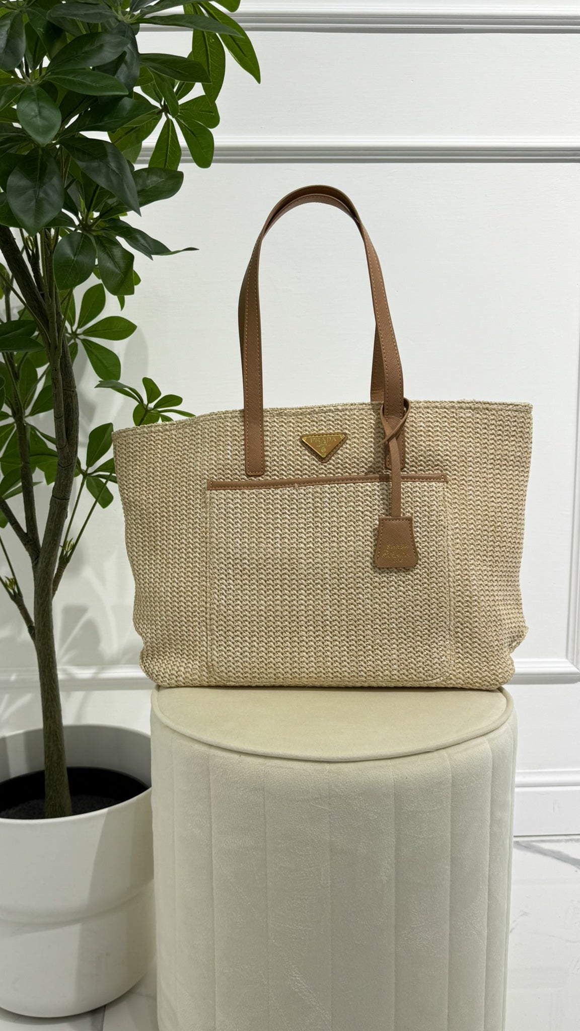 PRADA Natural Crochet tote bag