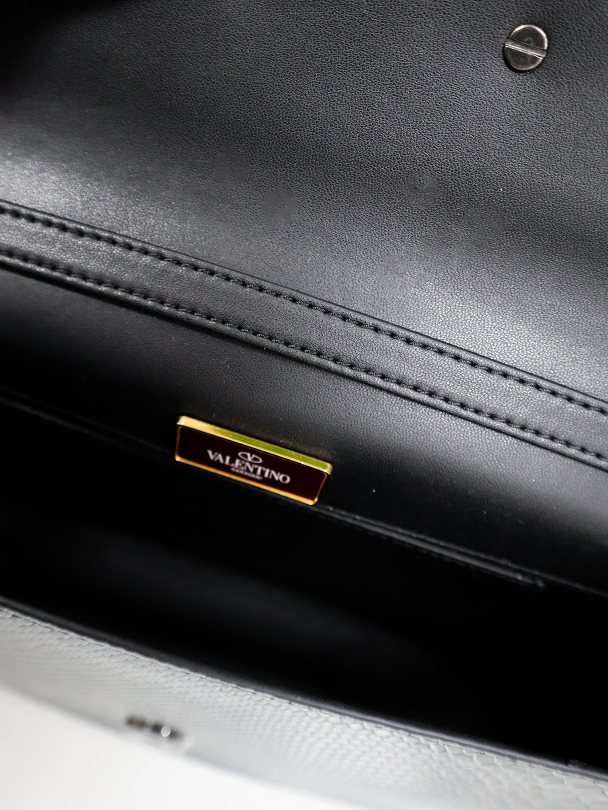 VALENTINO Borsa VLogo Signature nera con strass pitonata
