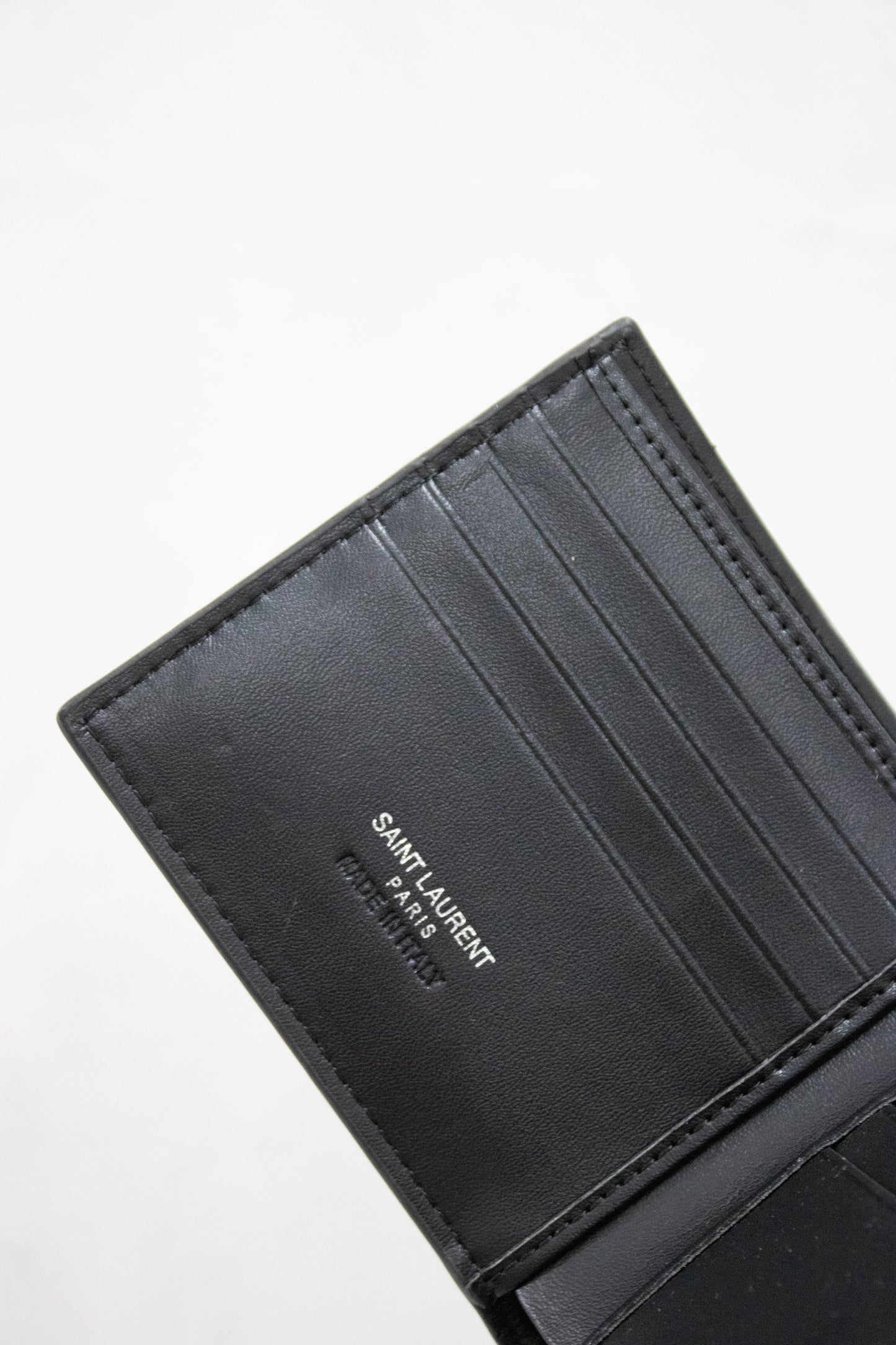 YSL Shine Black Leather Wallet nero