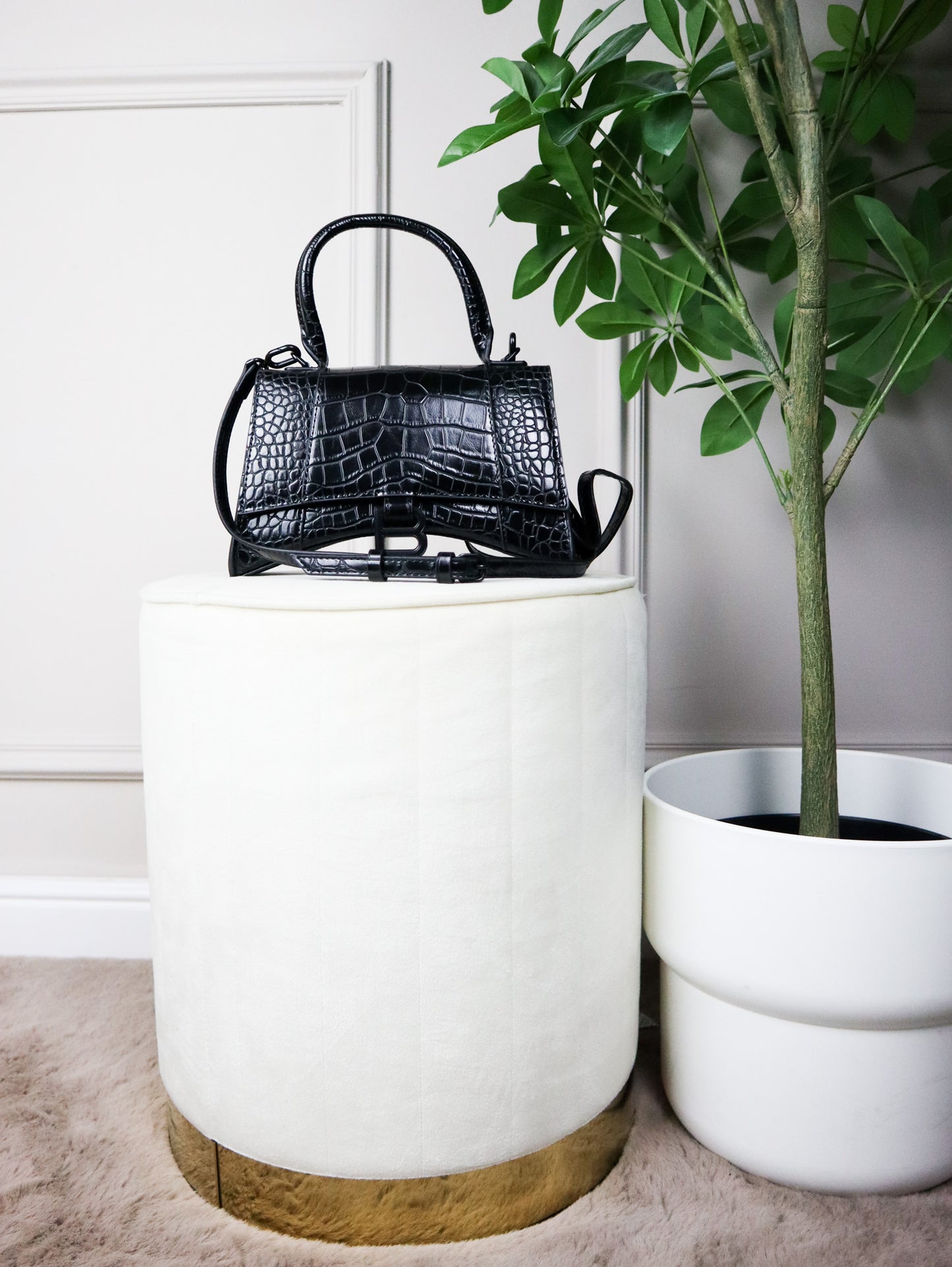 BALENCIAGA Borsa Hourglass XS  tartarugata nera