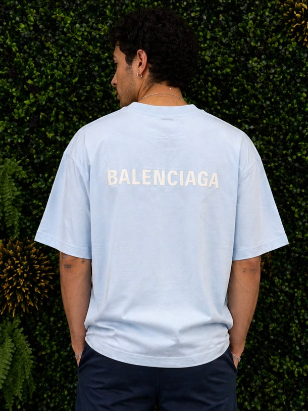 BALENCIAGA T-shirt Logo Medium Fit celeste