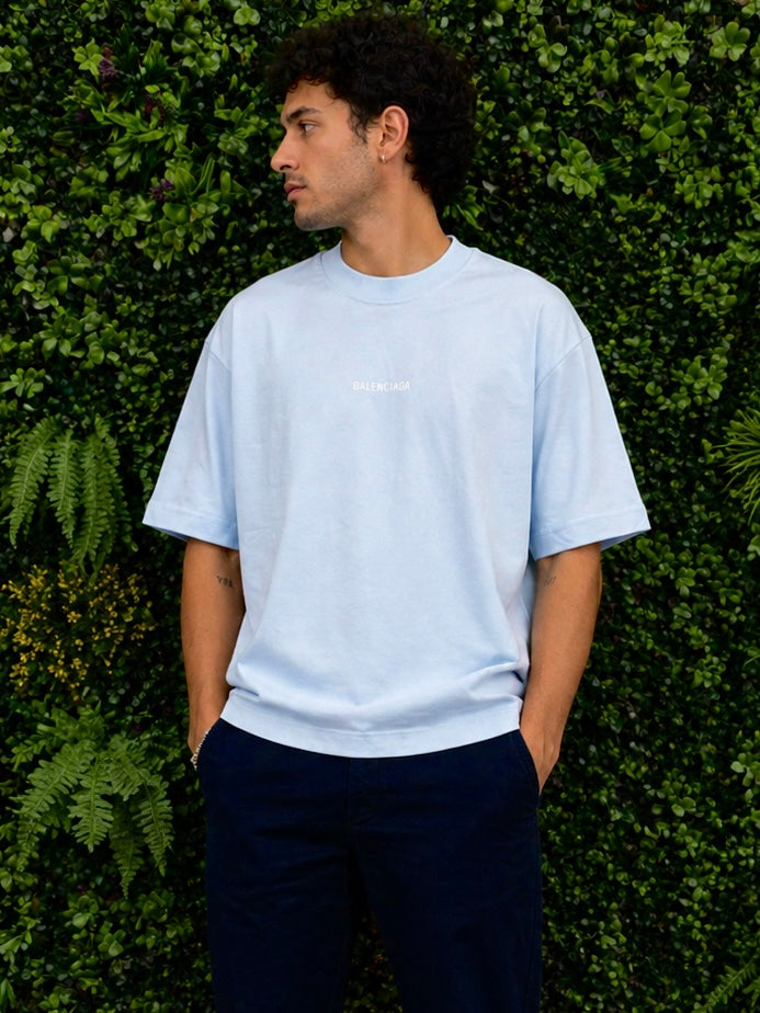BALENCIAGA T-shirt Logo Medium Fit celeste