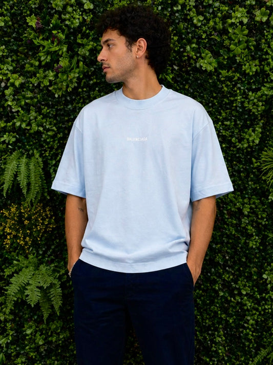 BALENCIAGA T-shirt Logo Medium Fit celeste