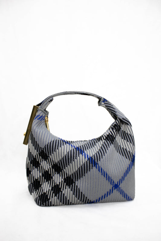 BURBERRY Borsa Tote Peg Mini a Quadri celeste