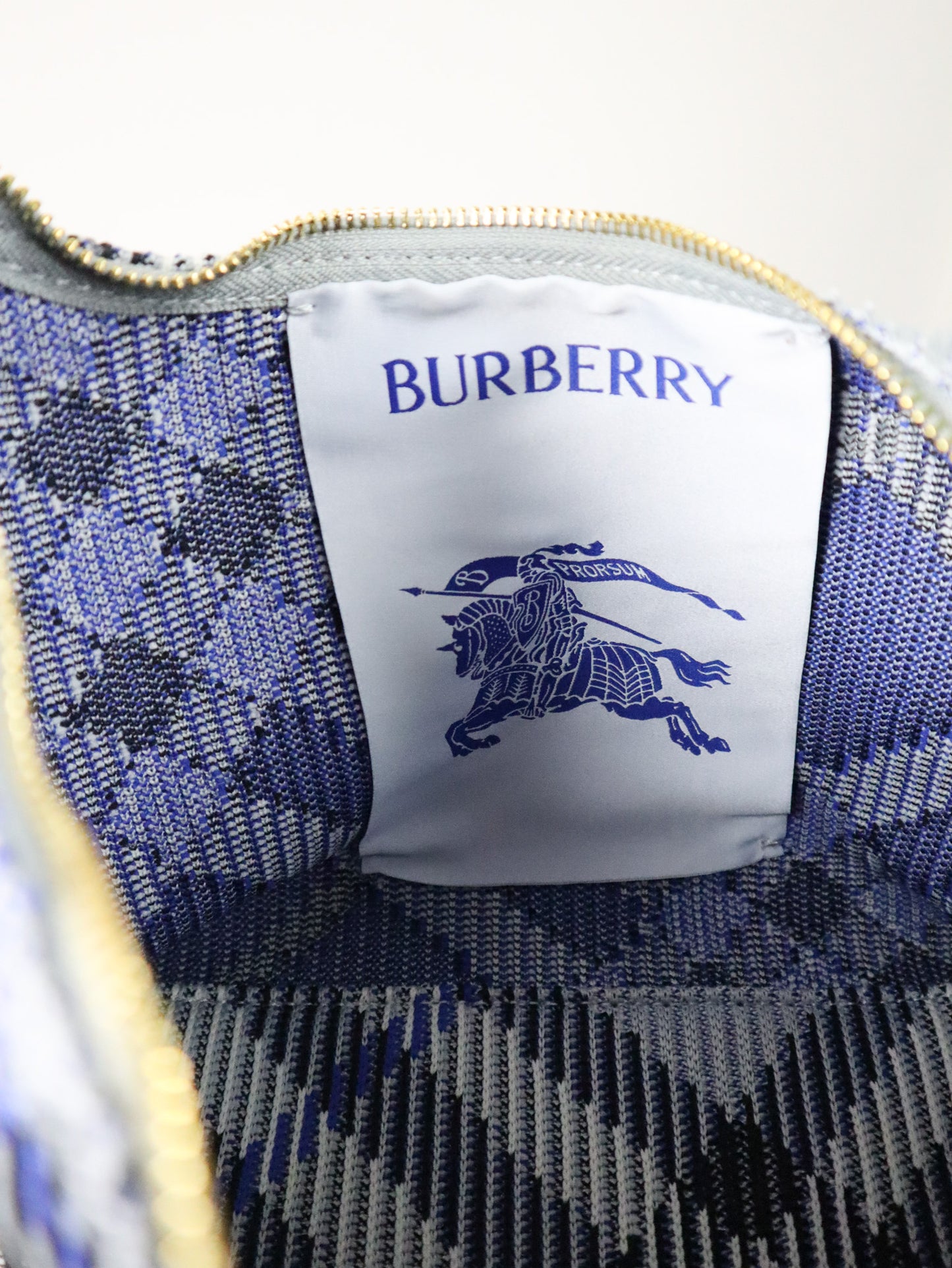 BURBERRY Borsa Tote Peg Mini a Quadri celeste