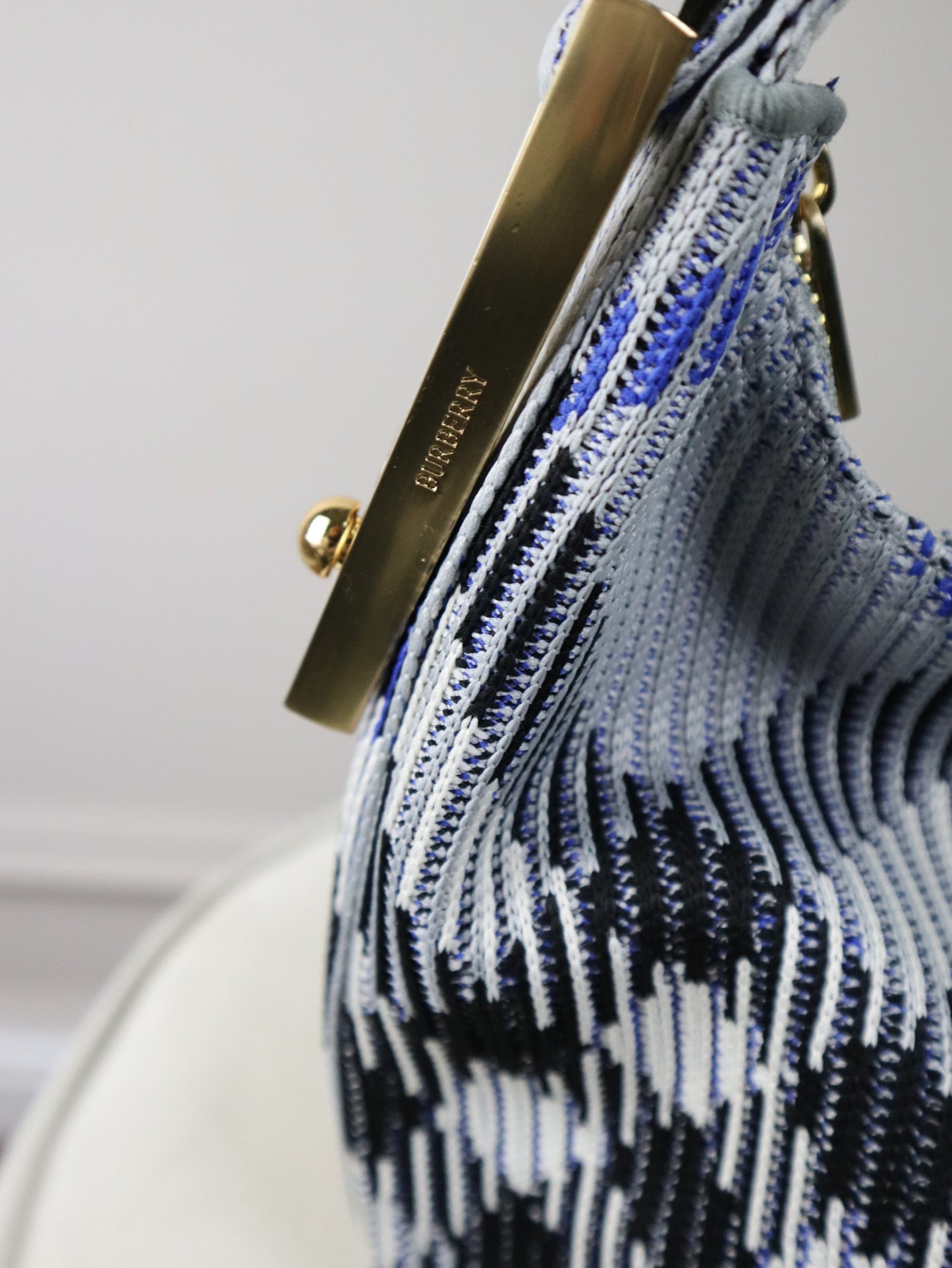 BURBERRY Borsa Tote Peg Mini a Quadri celeste