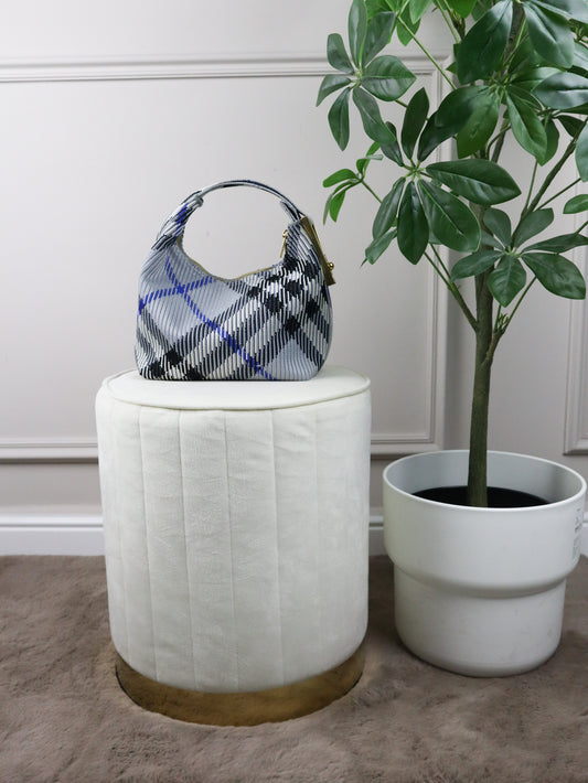 BURBERRY Borsa Tote Peg Mini a Quadri celeste