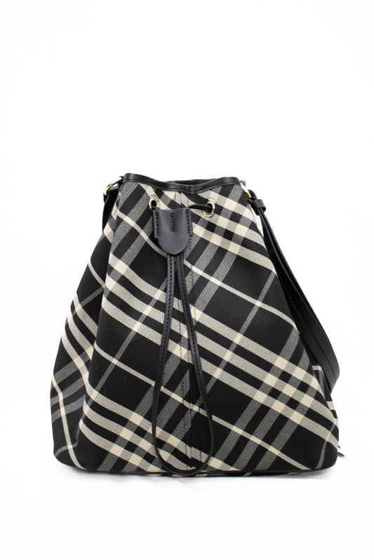 BURBERRY Borsa a secchiello media Check nera