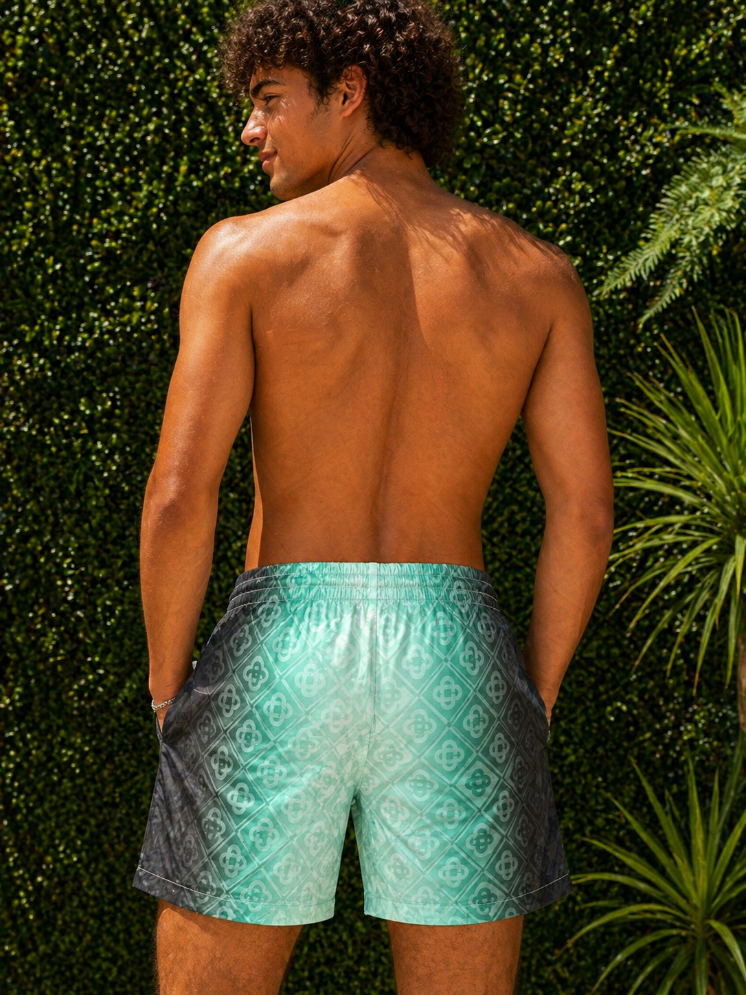 CASABLANCA Costume Monogram Swim verde acqua