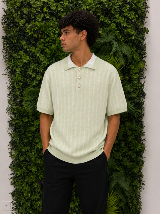 CASA BLANCA Monogram Polo Green