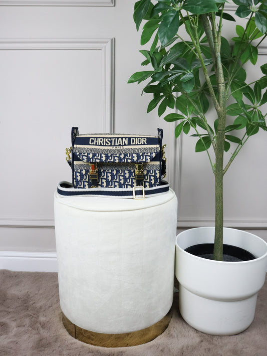 DIOR Borsa Oblique Saddle Belt blu