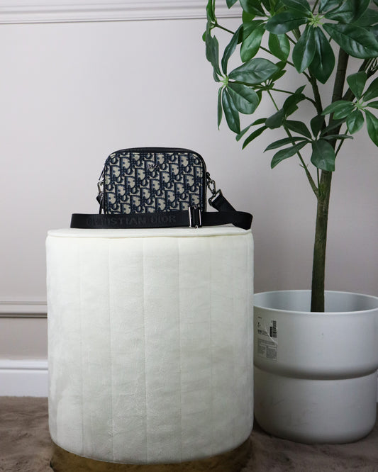 DIOR Borsa a tracolla Safari Jacquard Dior Oblique beige e blu