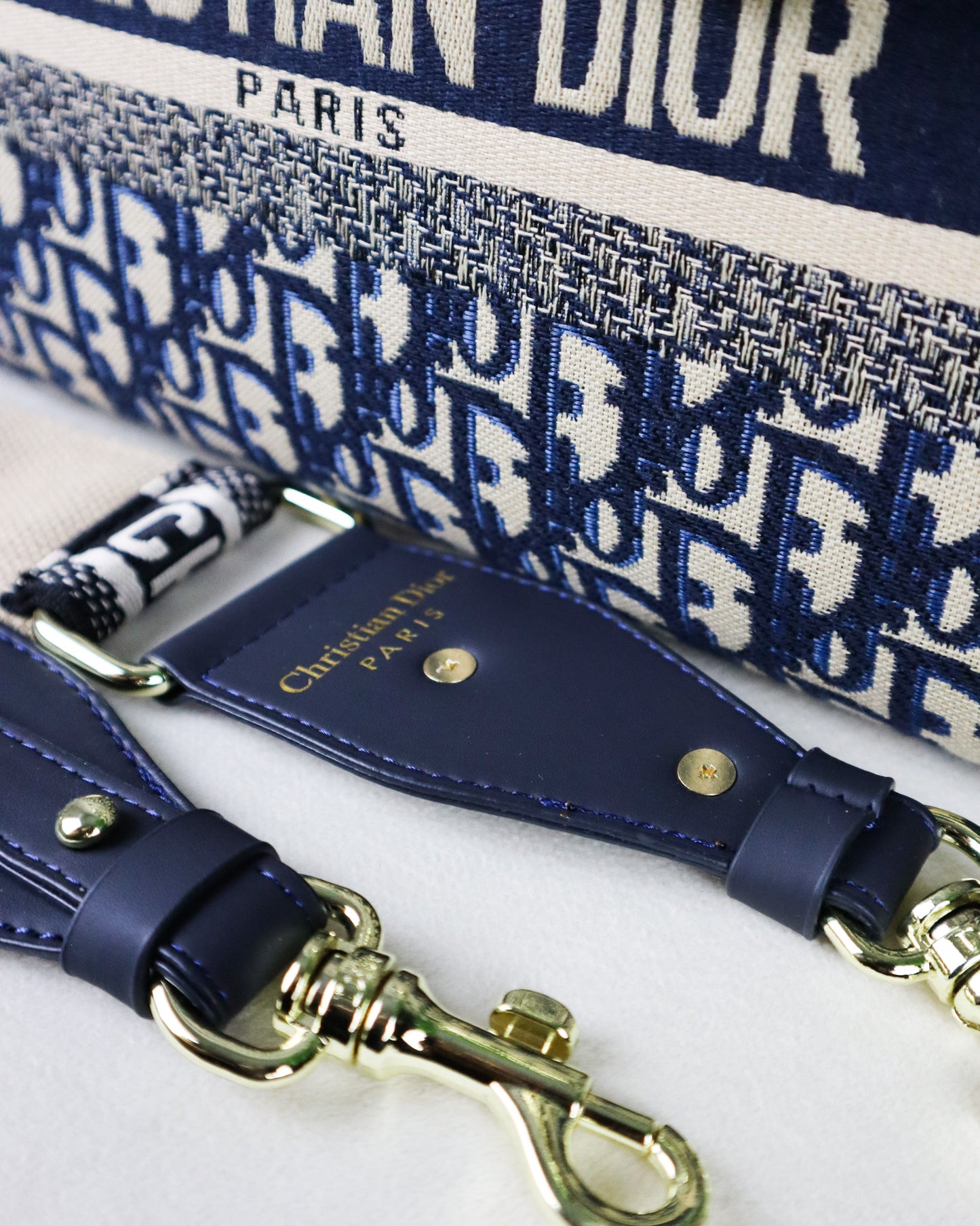 DIOR Borsa media Lady D-Lite Ricamo Plan de Paris blu e beige