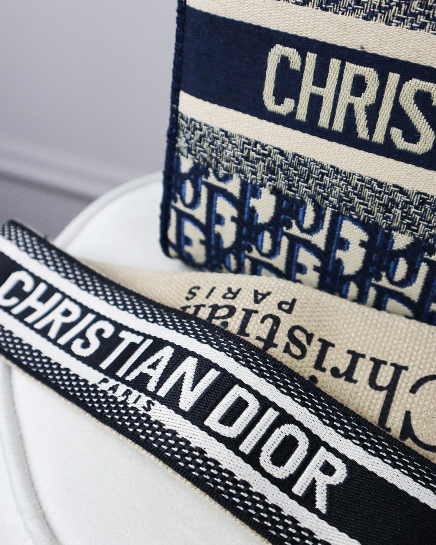 DIOR Borsa media Lady D-Lite Ricamo Plan de Paris blu e beige