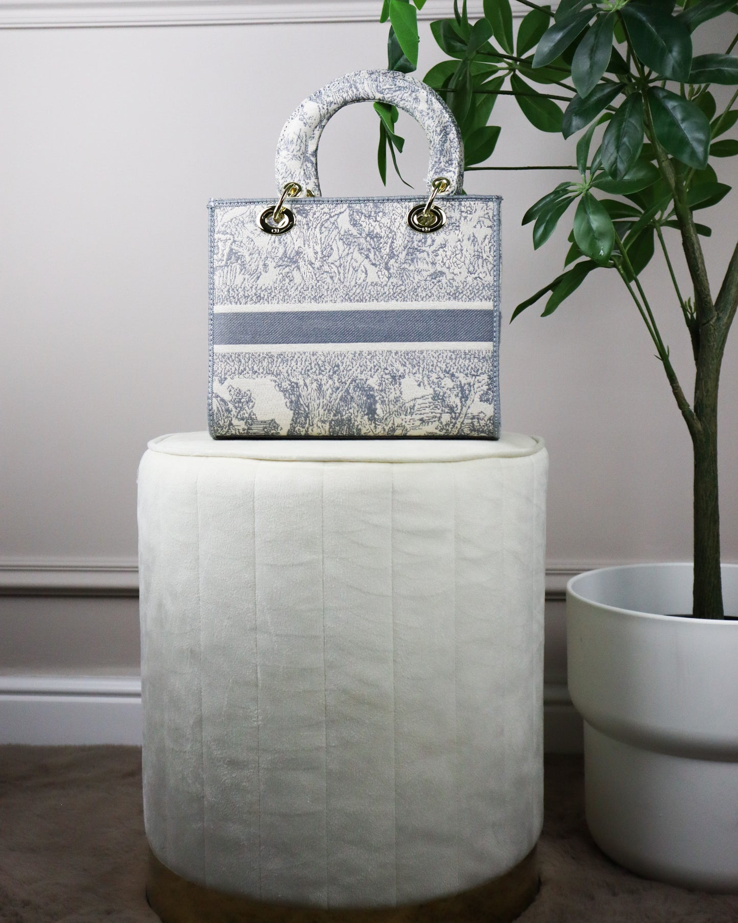 DIOR Borsa media Lady D-Lite Ricamo Plan de Paris celeste