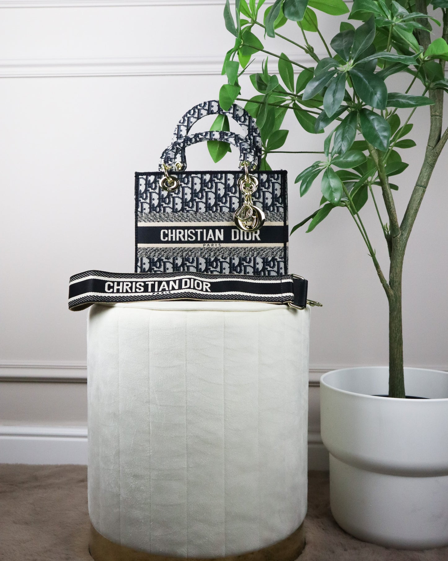 DIOR Borsa media Lady D-Lite Ricamo Plan de Paris nera