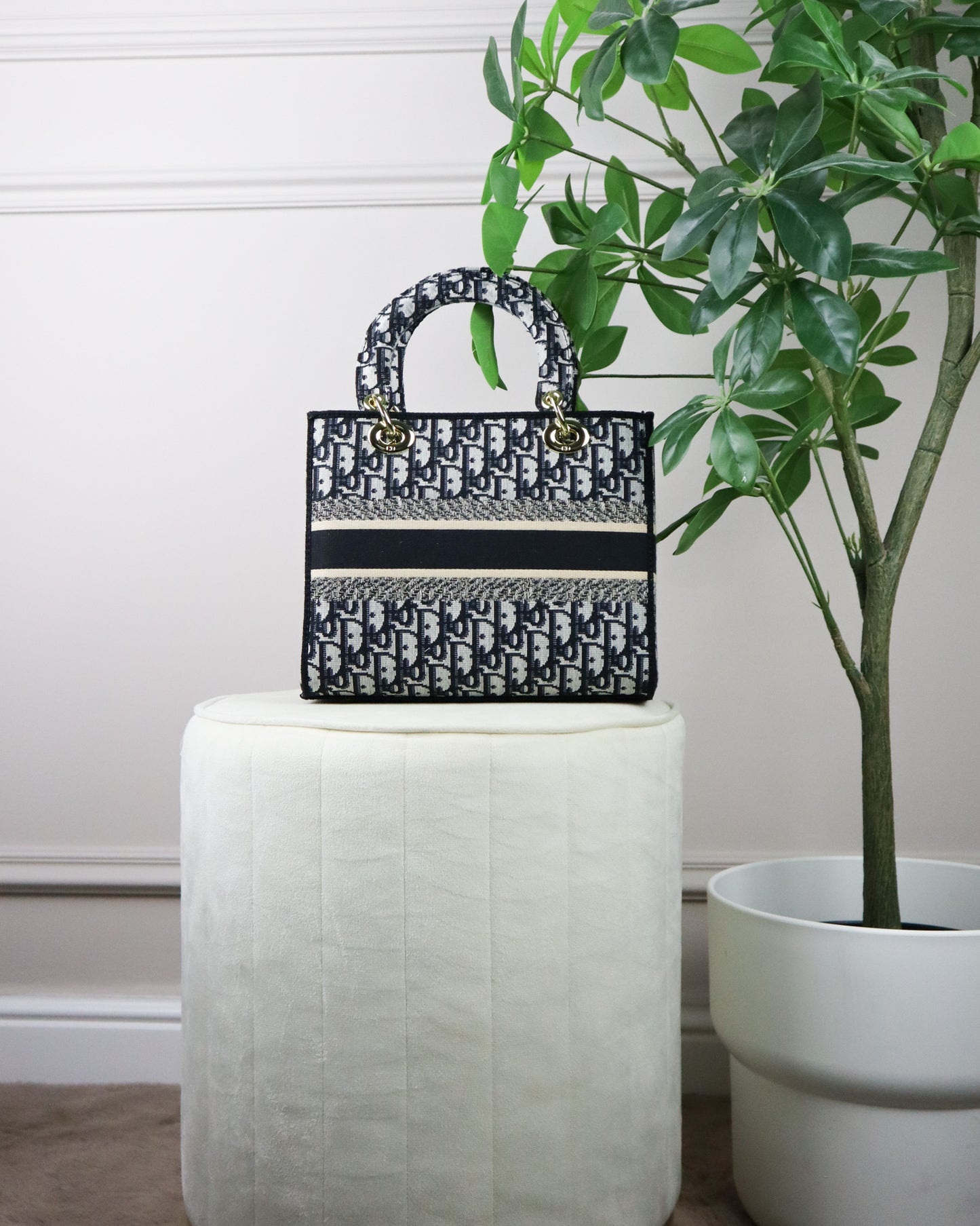 DIOR Borsa media Lady D-Lite Ricamo Plan de Paris nera