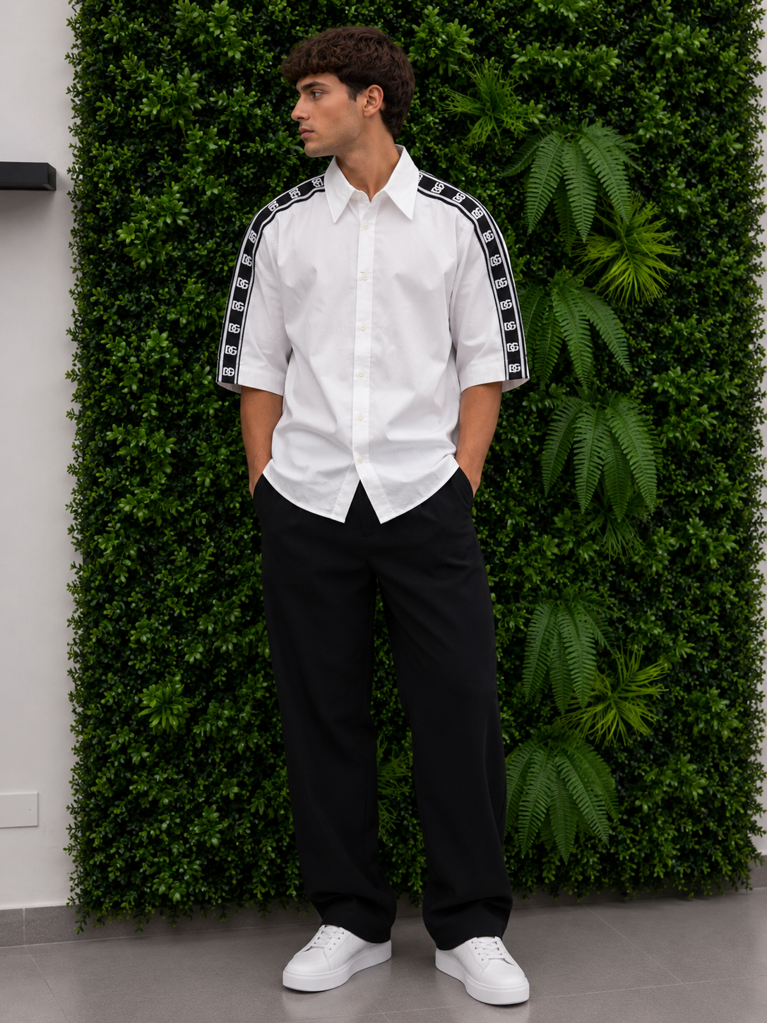 Dolce & Gabbana Camicia DG Logo Tape bianca