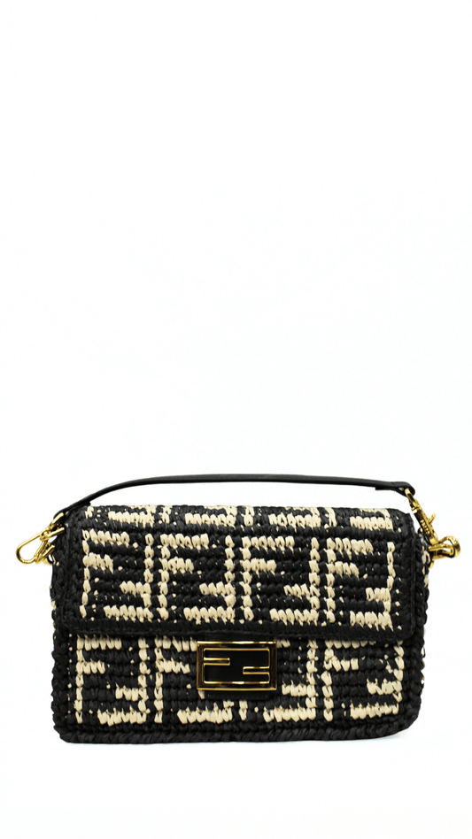 FENDI Baguette Natural Black Crossbody
