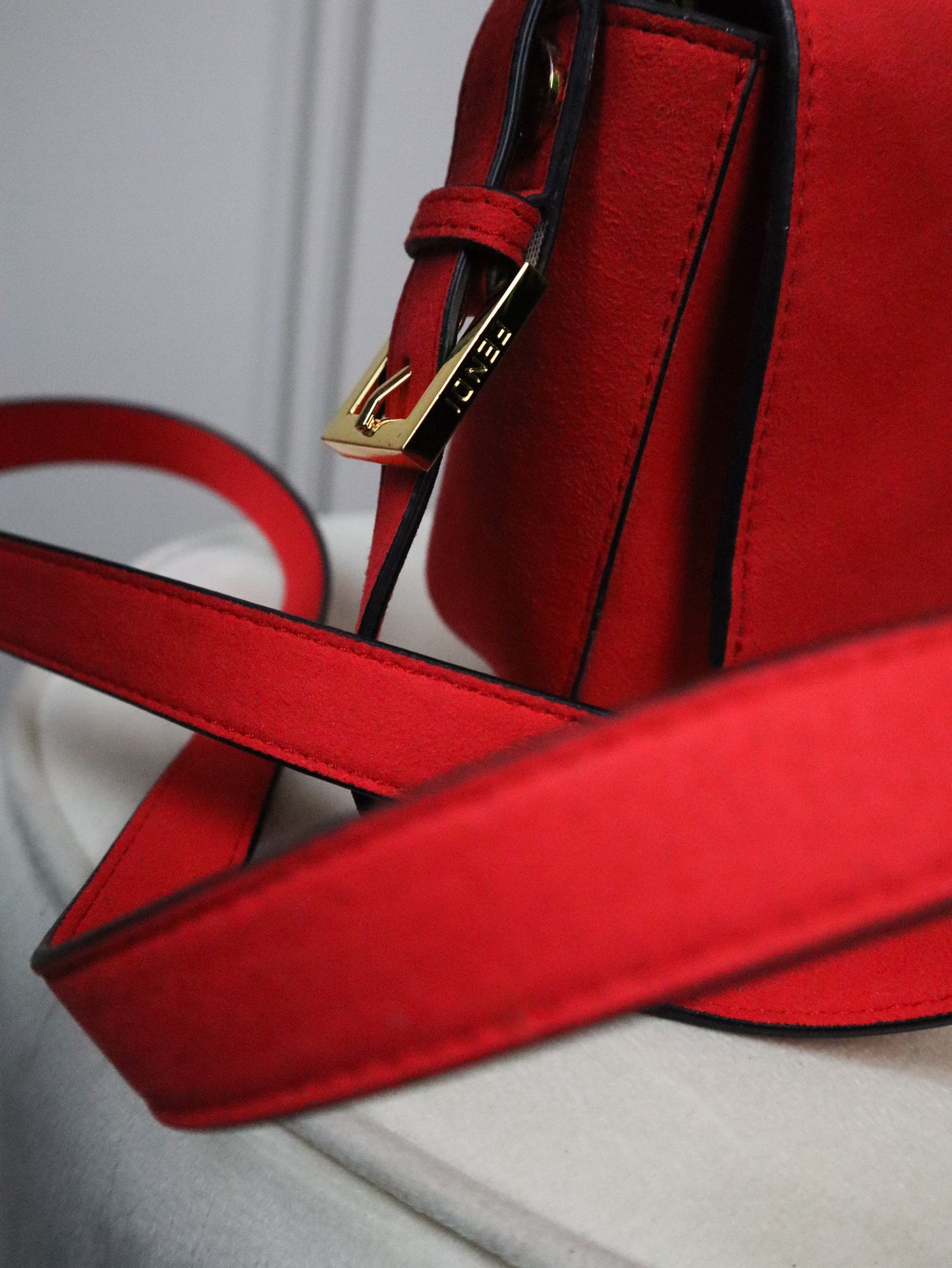 FENDI Borsa Baguette rossa e beige