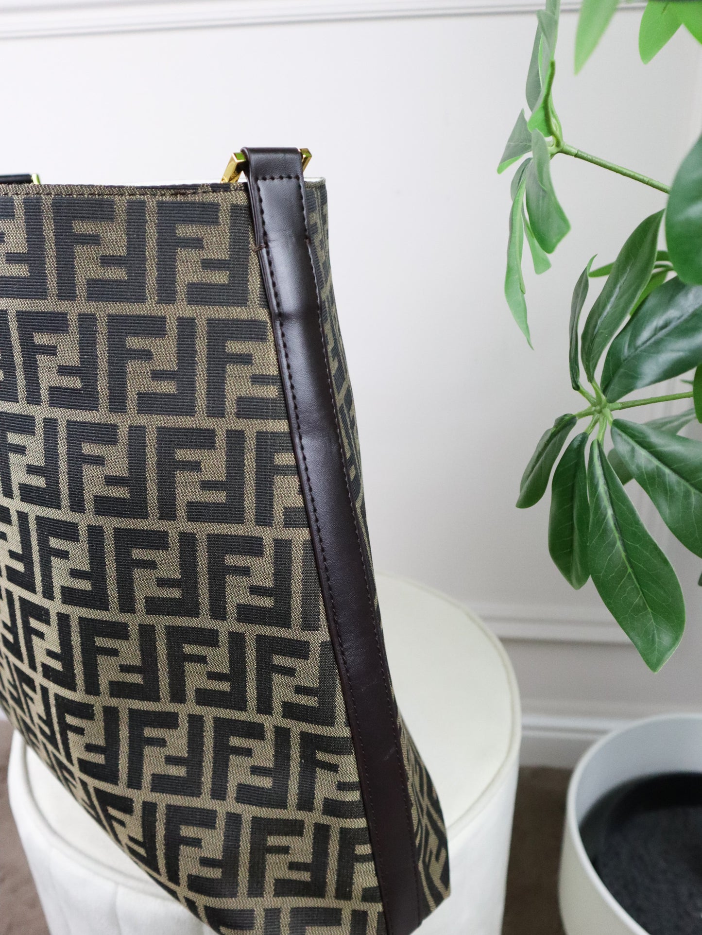 FENDI Borsa a spalla in tela con motivo Zucca XX secolo