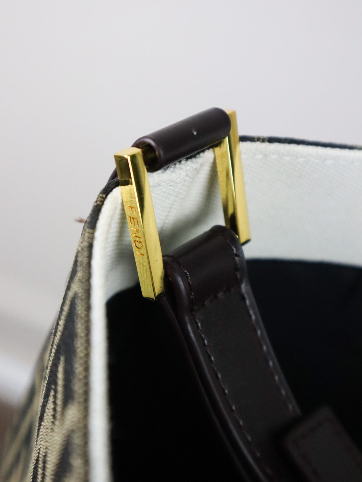 FENDI Borsa a spalla in tela con motivo Zucca XX secolo