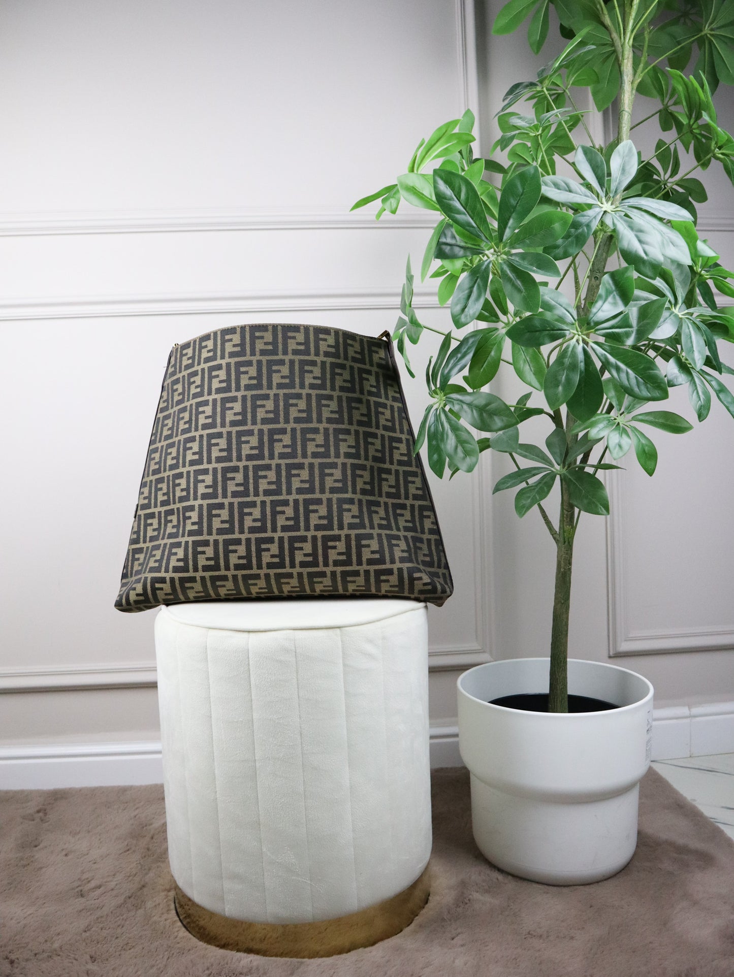 FENDI Borsa a spalla in tela con motivo Zucca XX secolo