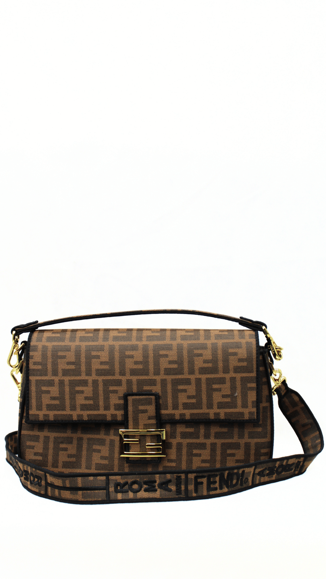 FENDI Borsa grande Baguette con finiture nere
