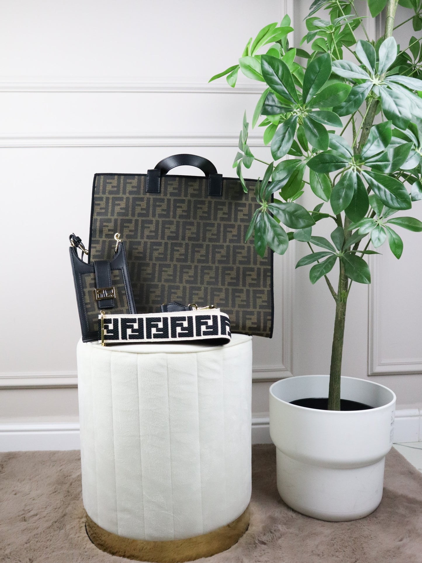 FENDI Shopper FF Jacquard Tessuto Multicolor