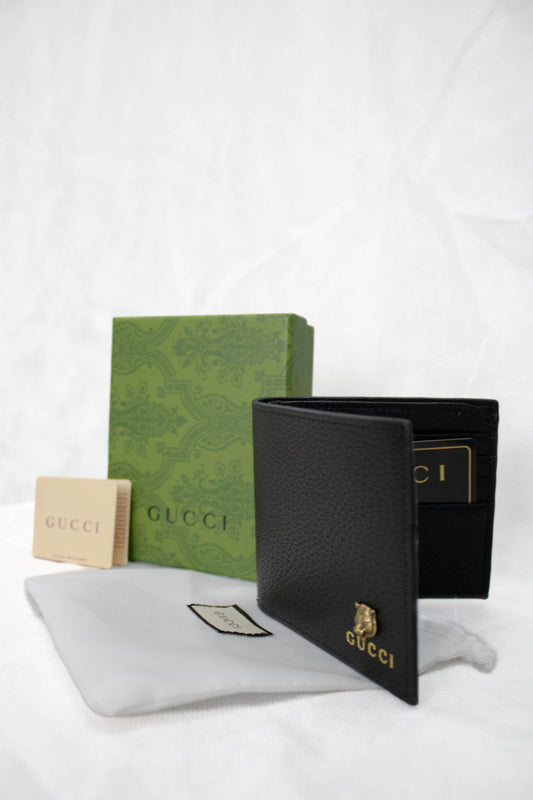 GUCCI Portafogli Animalier leather coin nero