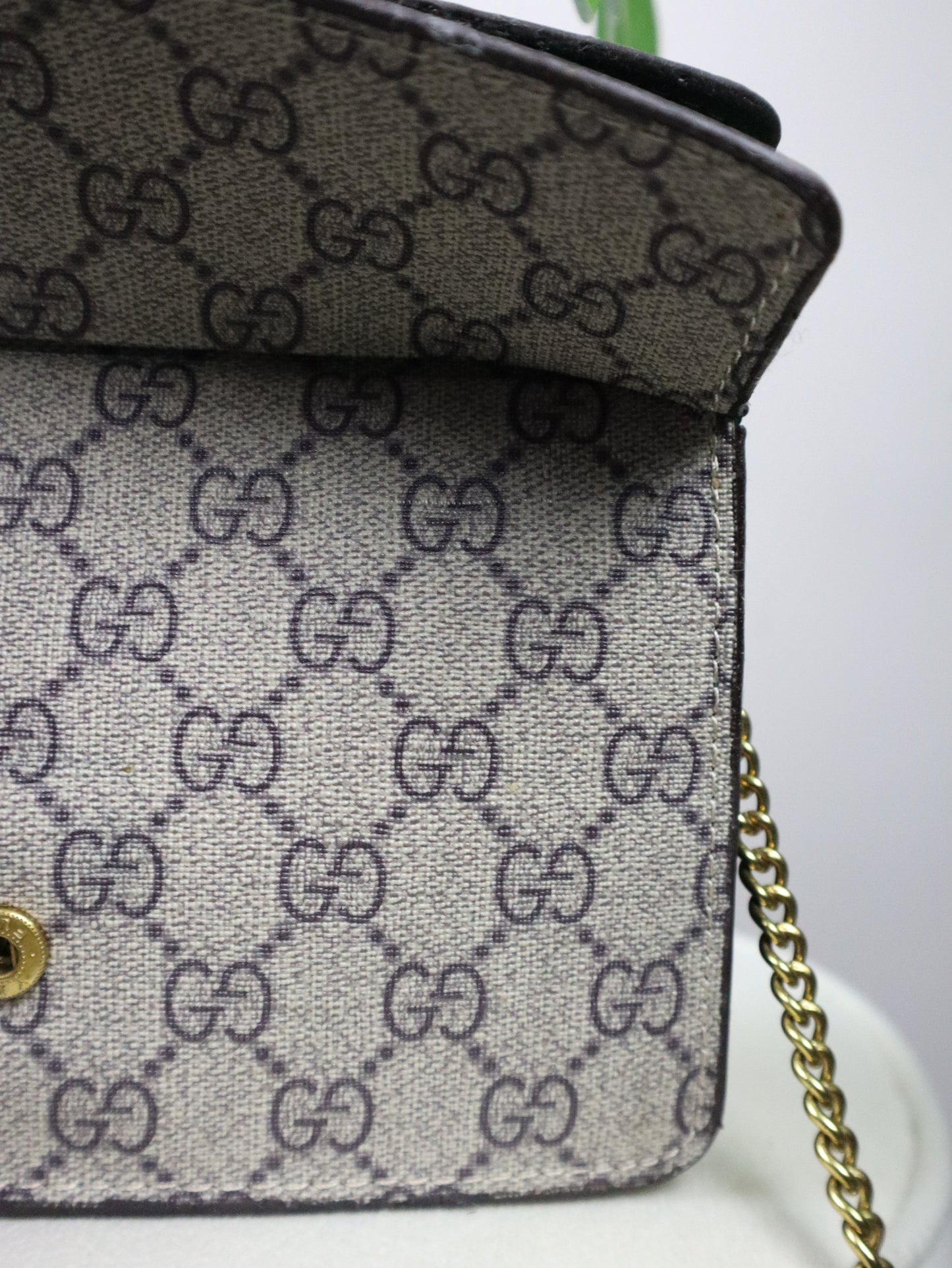 GUCCI Borsa GG Marmont Wallet on Chain beige e verde
