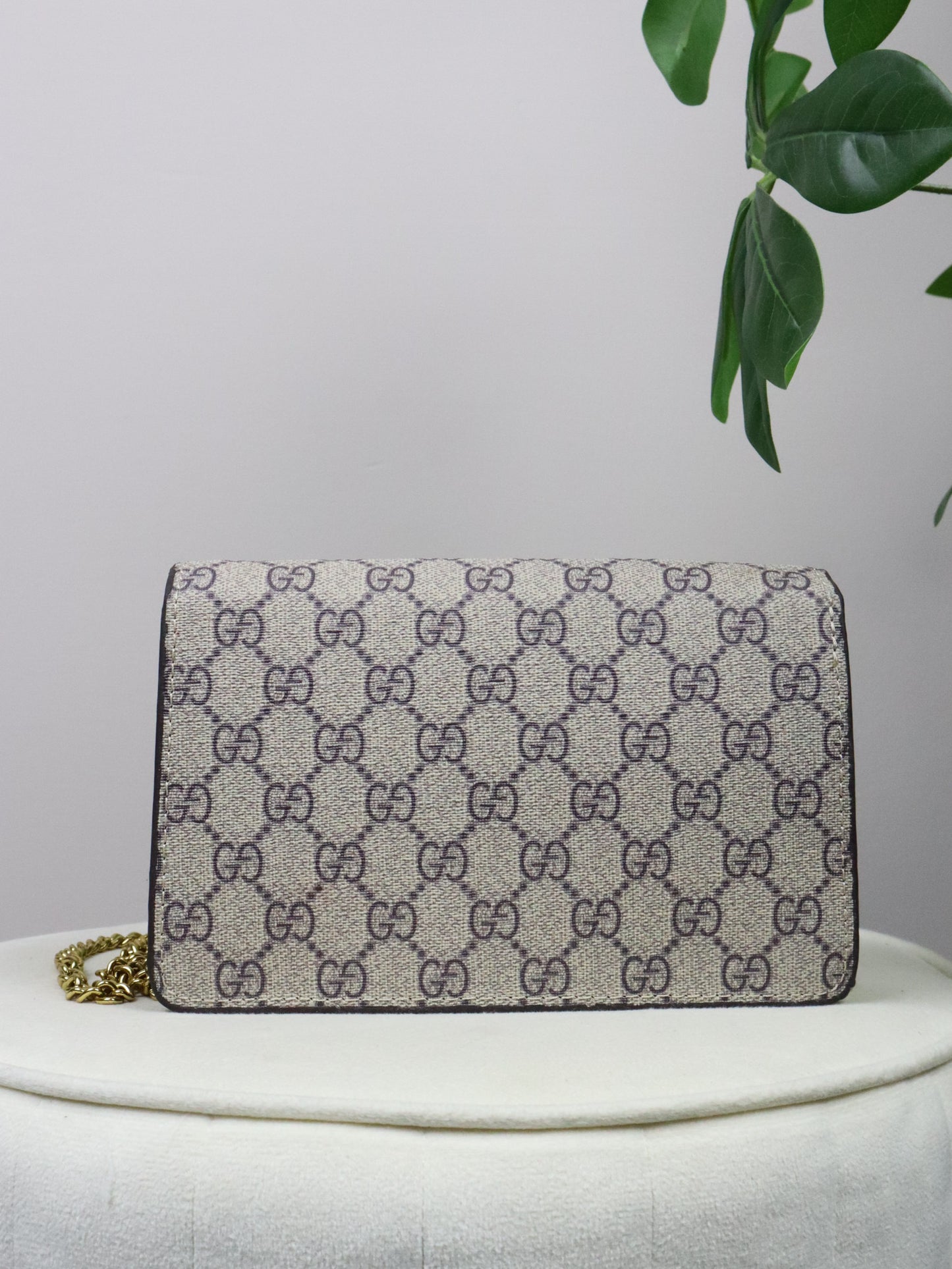 GUCCI Borsa GG Marmont Wallet on Chain beige e verde