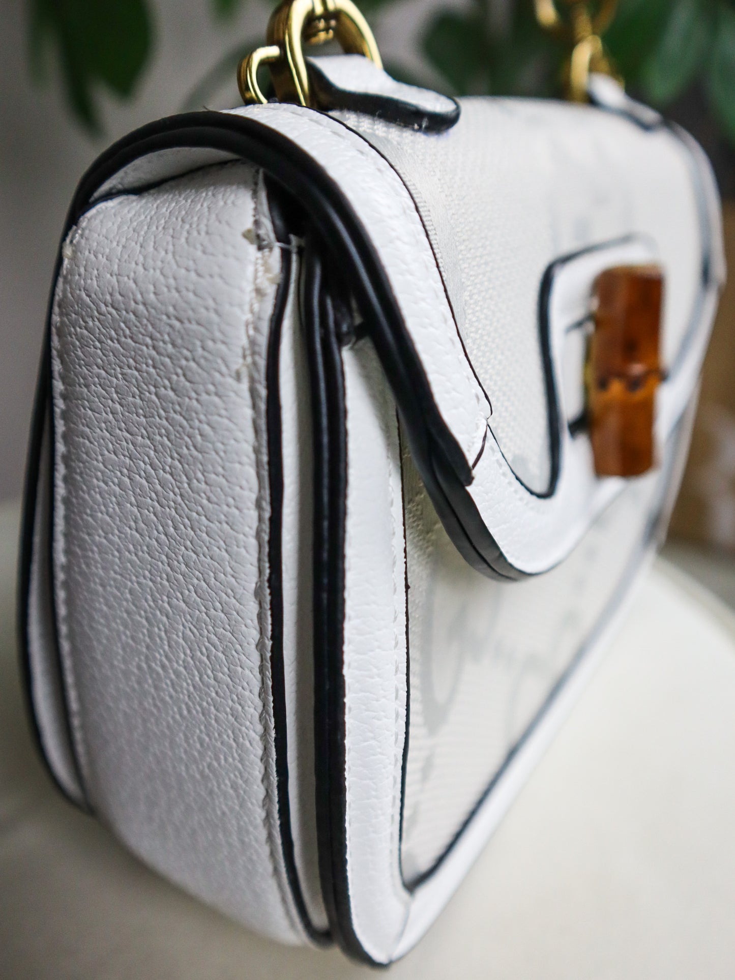 GUCCI Borsa Tote In Bambù bianca