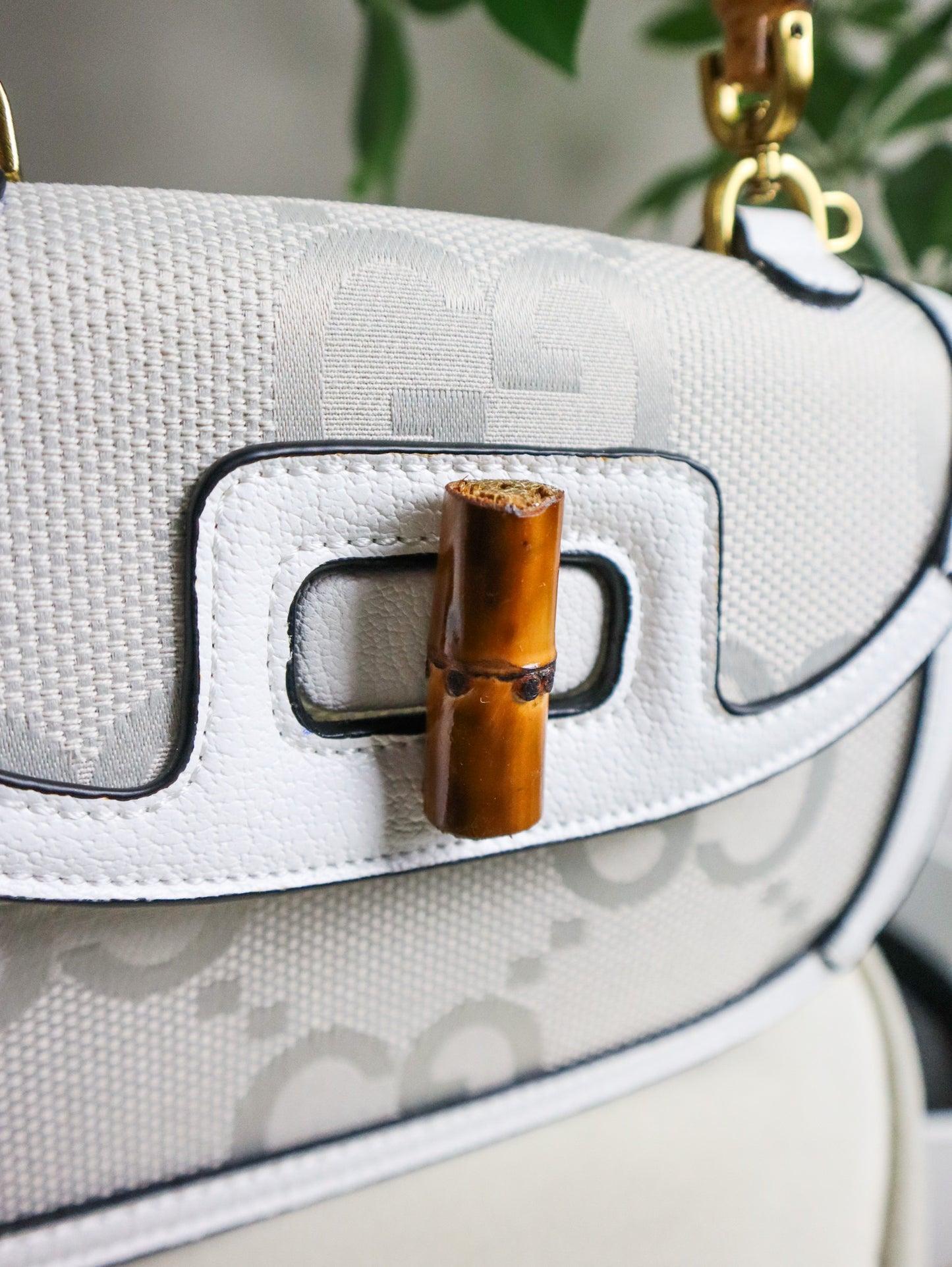 GUCCI Borsa Tote In Bambù bianca