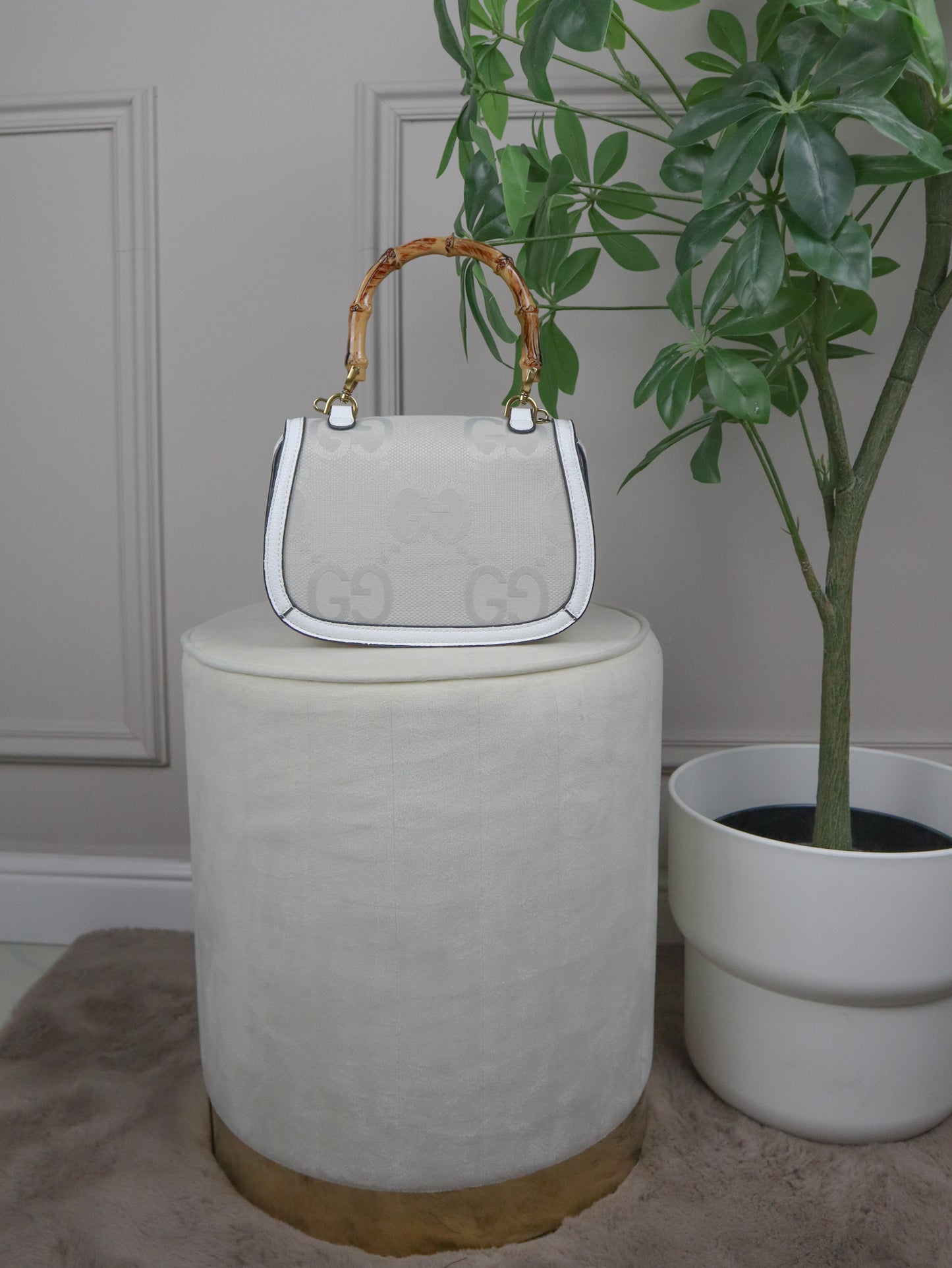 GUCCI Borsa Tote In Bambù bianca