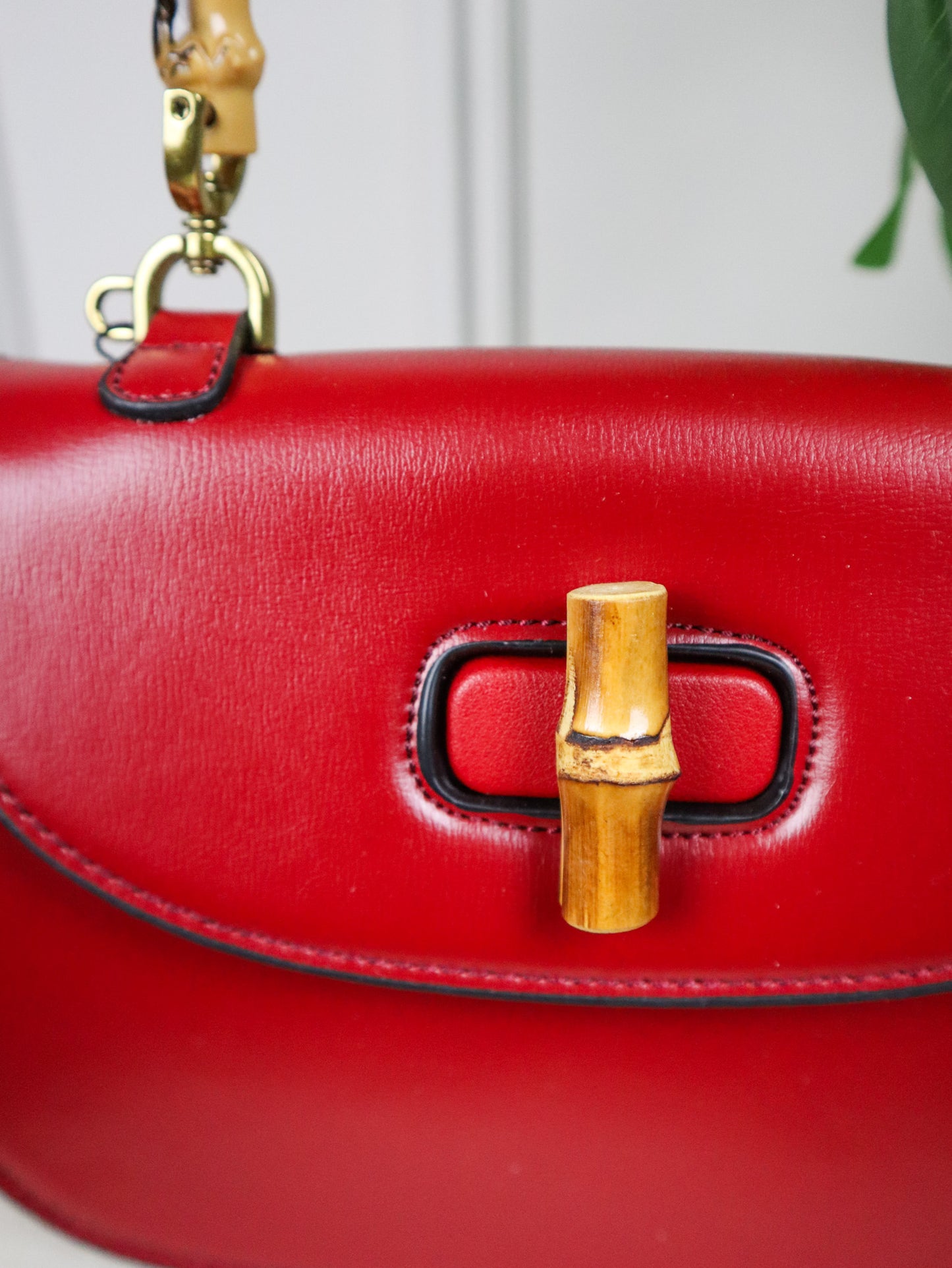 GUCCI Borsa Tote In Bambù rossa