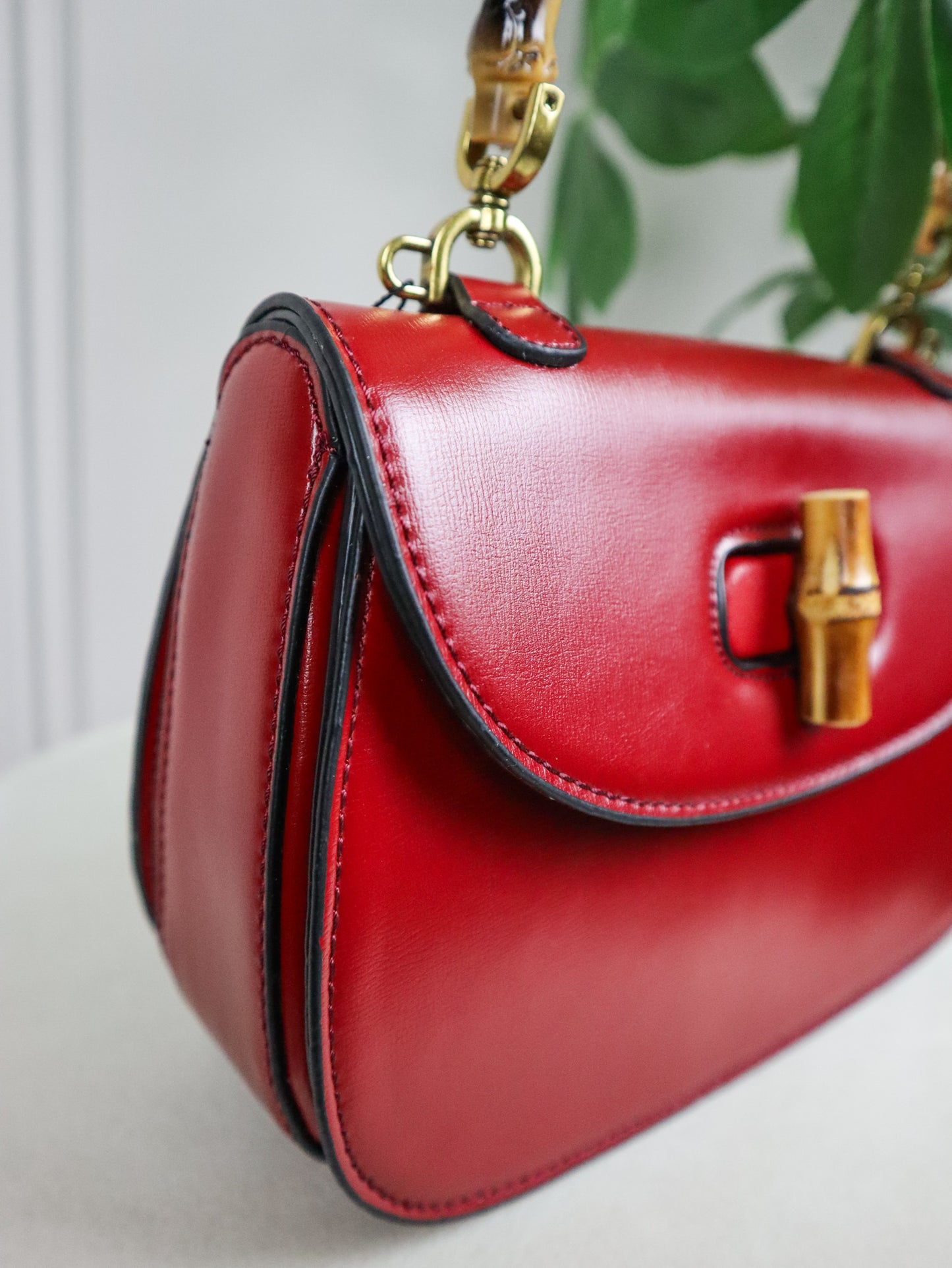 GUCCI Borsa Tote In Bambù rossa