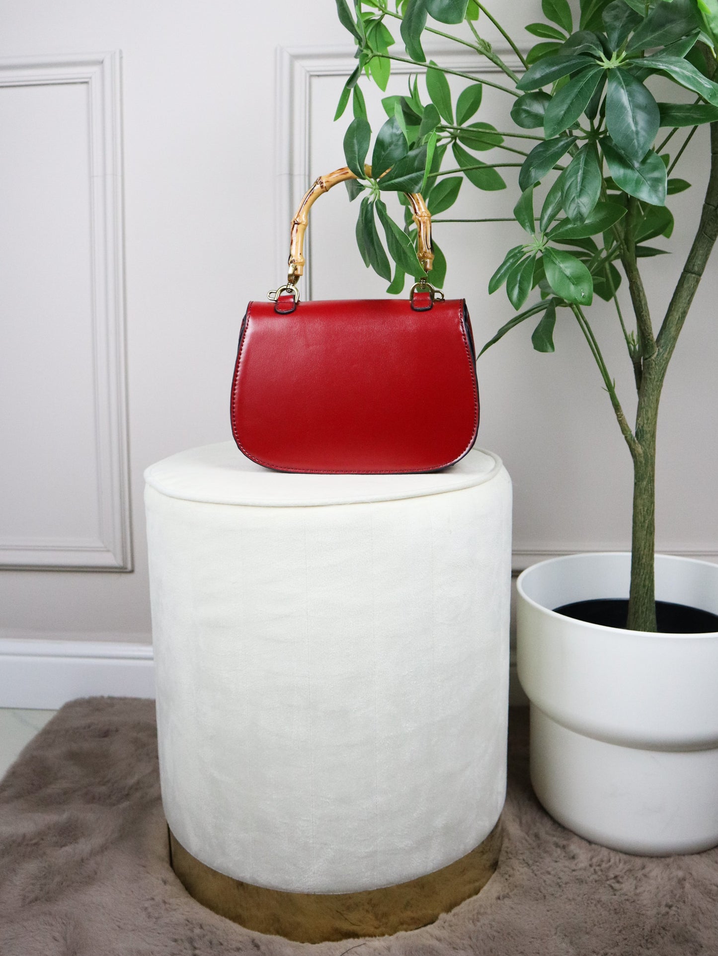 GUCCI Borsa Tote In Bambù rossa
