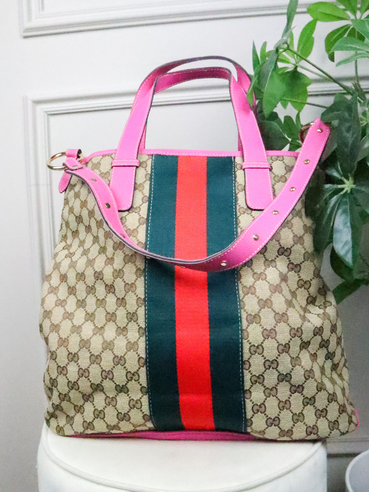GUCCI Borsa Tote con motivo fucsia