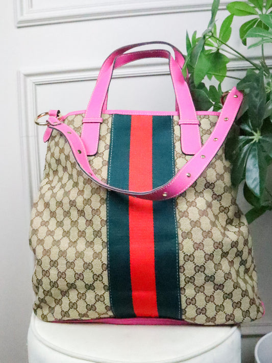 GUCCI Borsa Tote con motivo fucsia