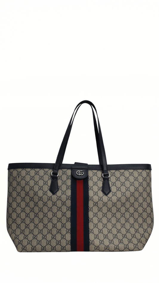 GUCCI Borsa shopping Ophidia GG beige e blu